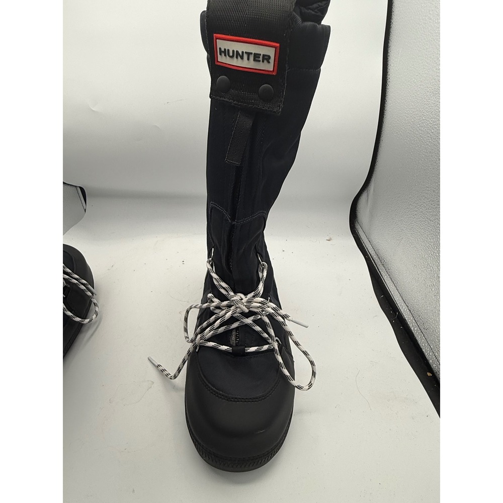 Hunter Original Snow Boots Black Nylon Tall Winter Zip Lace Up Boots - Picture 8 of 11